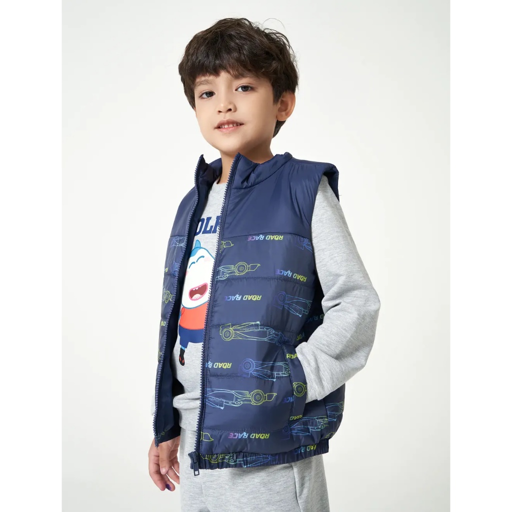 Áo khoác gilet bé trai CANIFA chần bông cổ cao có túi chống thấm nước 2OT23W007