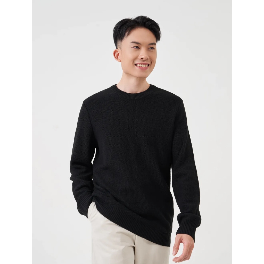 Áo len nam CANIFA dáng suông basic dài tay cổ tròn 8TE23W022