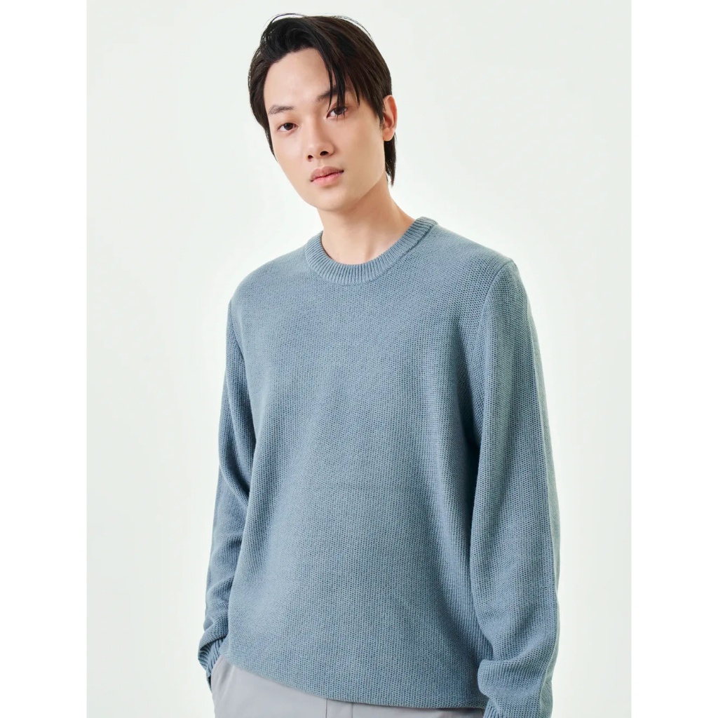 Áo len nam CANIFA dáng suông basic dài tay cổ tròn 8TE23W022