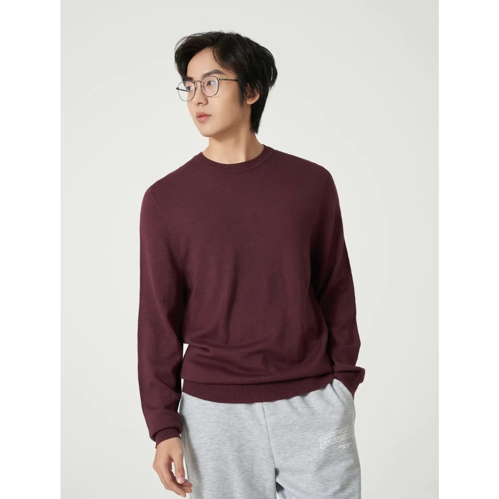 Áo len nam CANIFA dáng ôm basic cổ tròn dài tay 8TE23W008