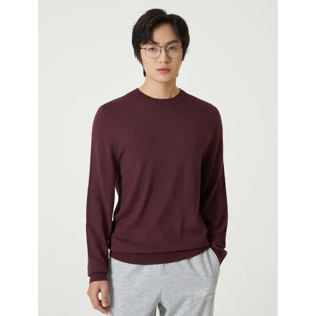 Áo len nam CANIFA dáng ôm basic cổ tròn dài tay 8TE23W008