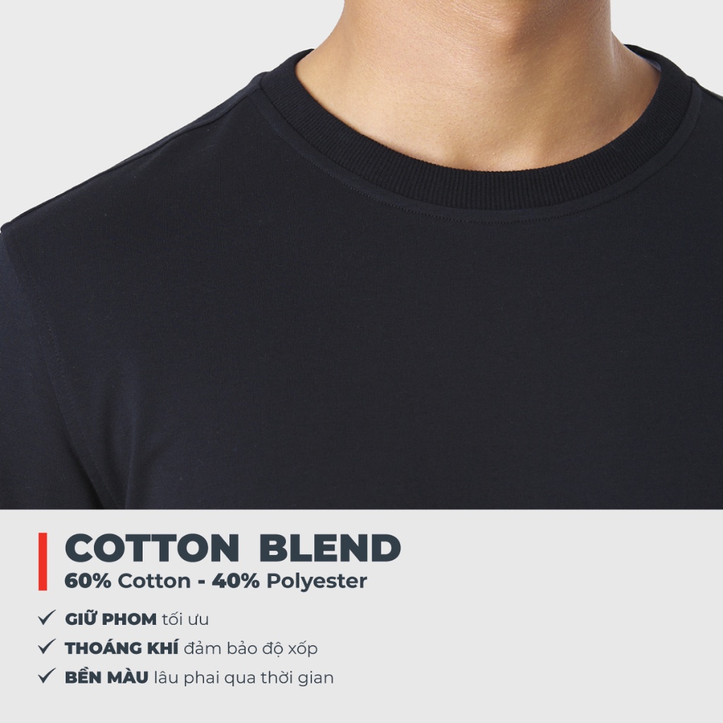 Áo nỉ nam CANIFA dài tay cổ tròn basic bo gấu 8TW23W011