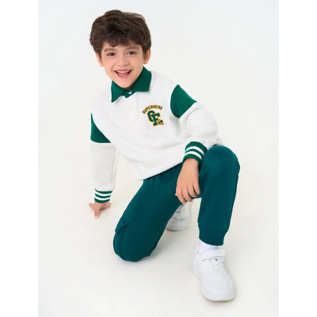 Áo nỉ bé trai CANIFA cổ polo dài tay phối màu 2TW23C004