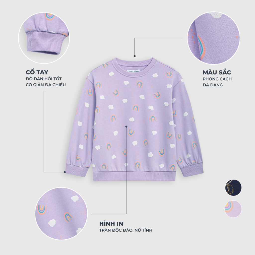 Áo nỉ bé gái CANIFA chất liệu cotton in hoạ tiết 1TW23W012