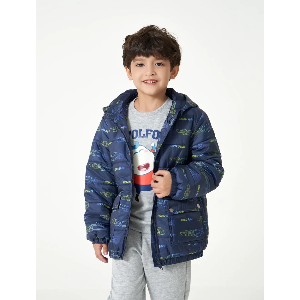 Áo khoác bé trai CANIFA chần bông có mũ chống nước 2OT23W006