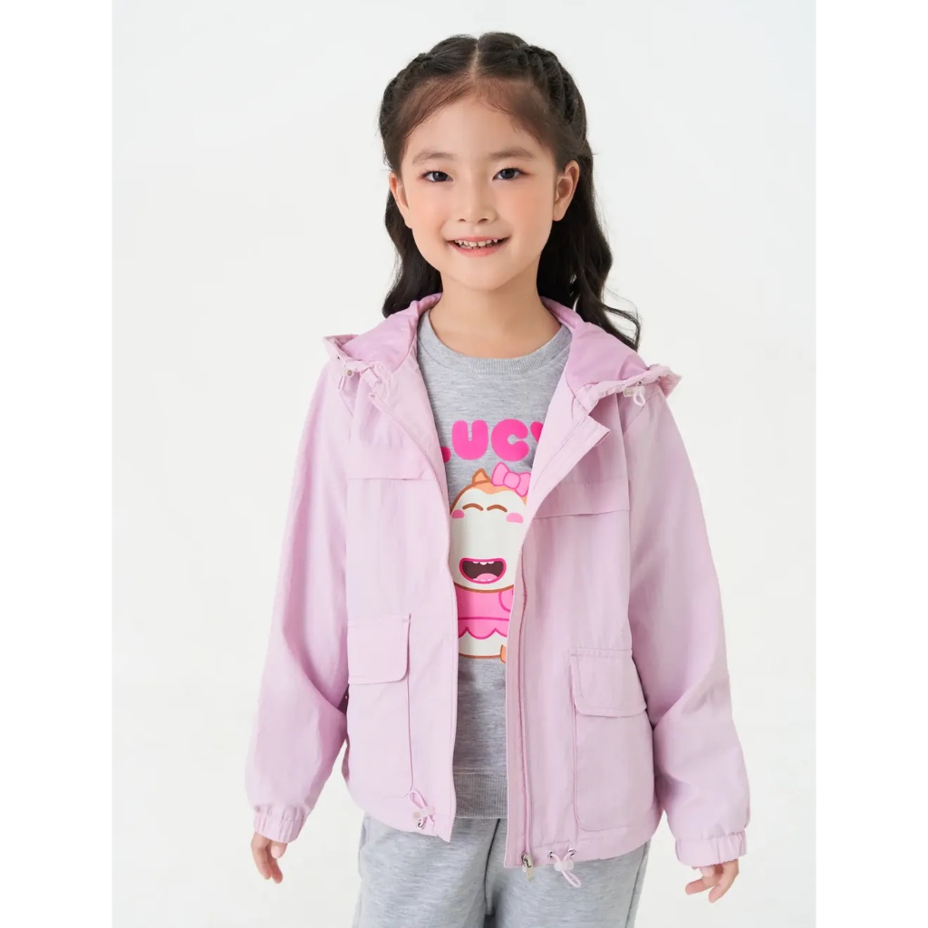 Áo khoác gió bé gái CANIFA có mũ hai lớp chống thấm nước 1OT23W006