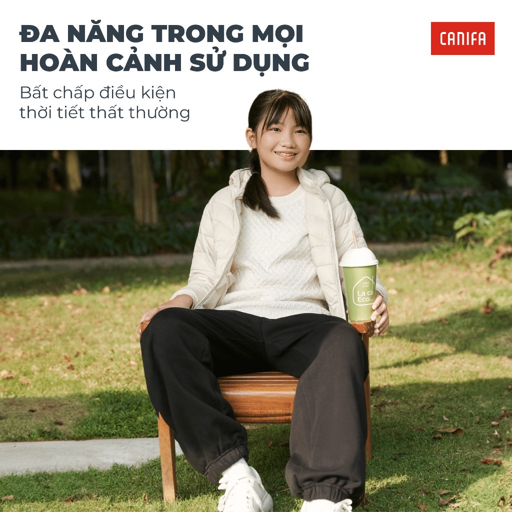 Áo khoác phao cho bé CANINFA chần bông Ultra Air ba lớp có mũ siêu nhẹ cản gió tốt 3OT23W007