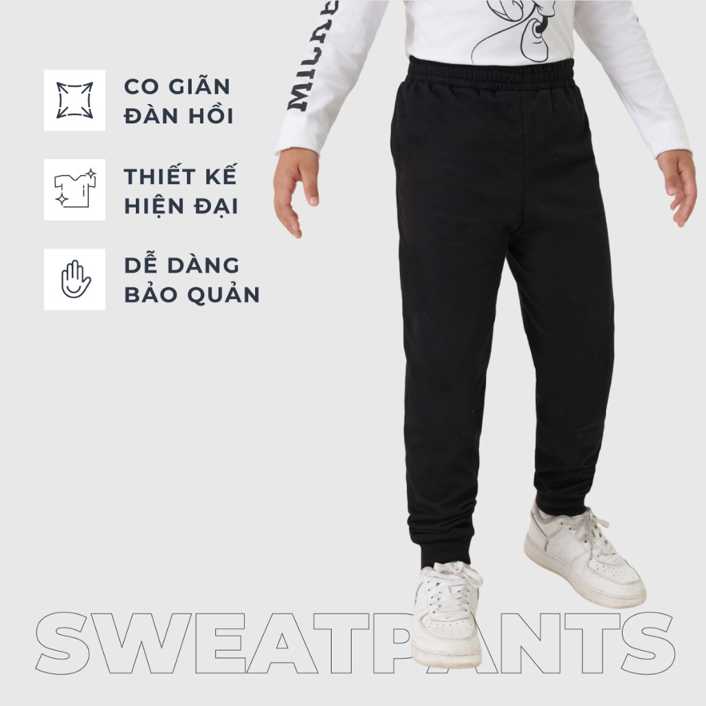 Quần nỉ unisex trẻ em CANIFA basic có túi bo gấu 3BP23W002