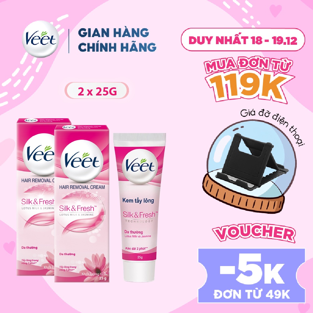 Combo 2 Kem tẩy lông cho da thường Veet Silk Fresh 25g/tuýp