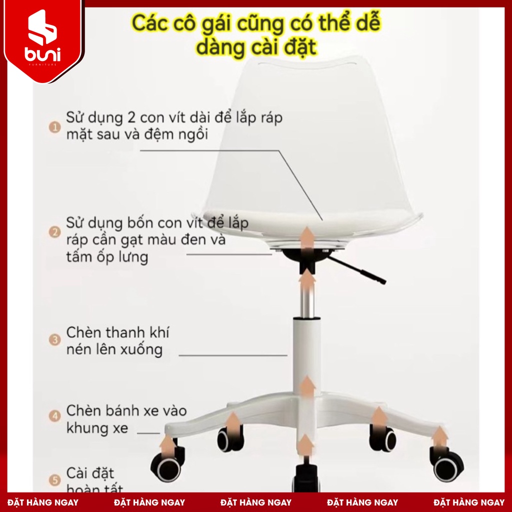 Ghế Xoay Acrylic Kiểu Dáng Trong Suốt Có Đệm Dày Dặn, Thấm Hút Tốt, Độ Hàn Hồi Cao, Phù Hợp Trang Trí Phòng | BigBuy360 - bigbuy360.vn