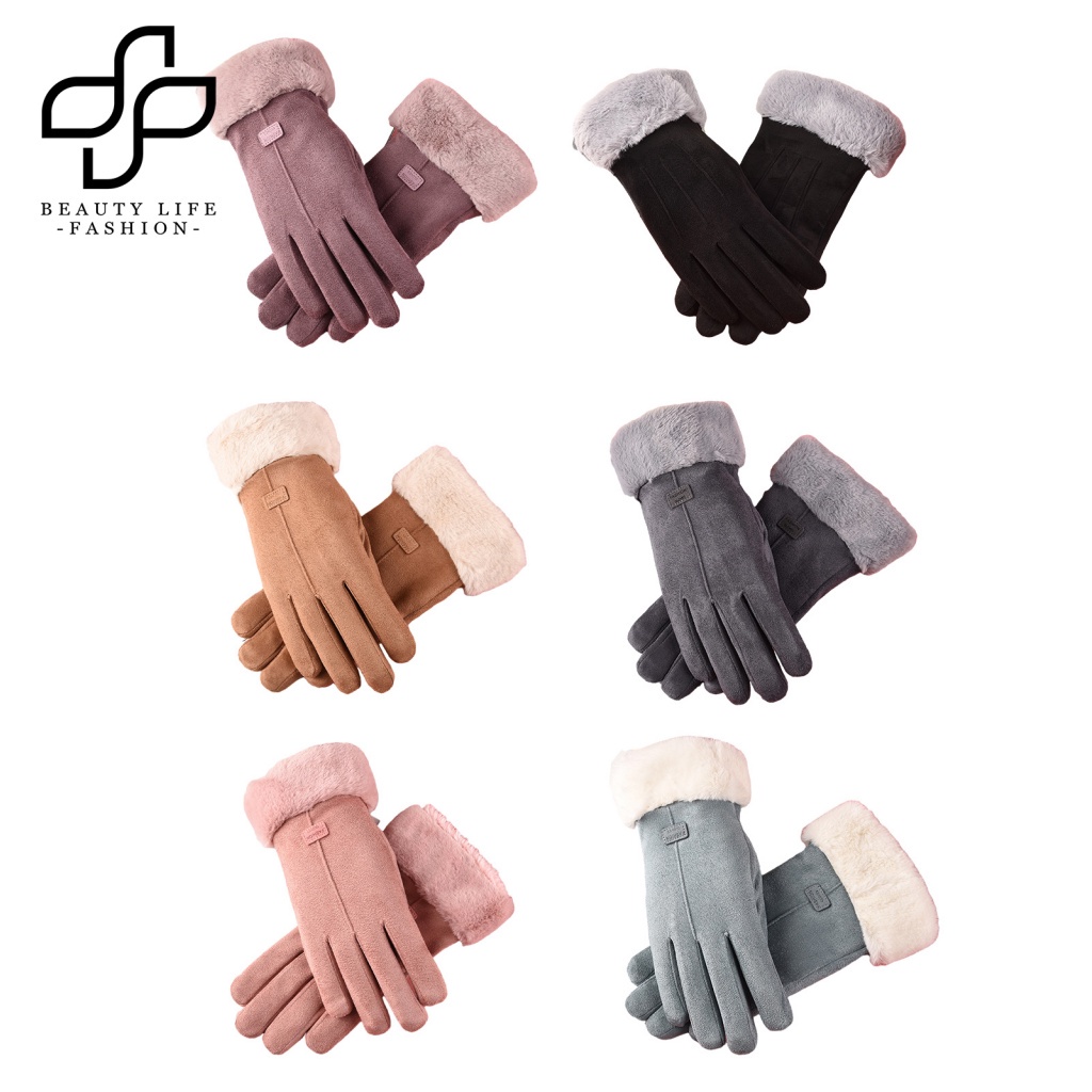 Găng Tay Mùa Đông Màu Trơn Chống Gió Ấm Áp Không Trơn Có Thể Chạm Màn Hình Cảm Ứng Cho Nữ