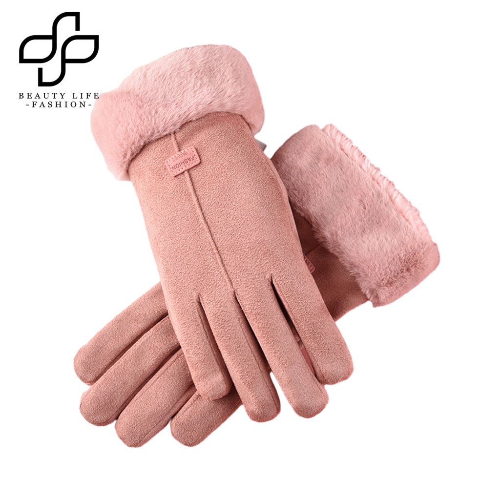 Găng Tay Mùa Đông Màu Trơn Chống Gió Ấm Áp Không Trơn Có Thể Chạm Màn Hình Cảm Ứng Cho Nữ