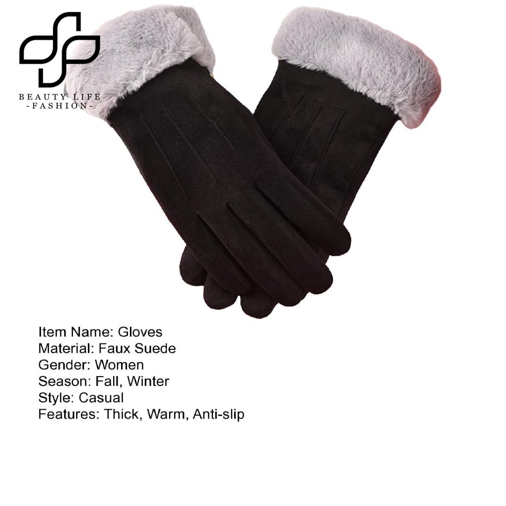 Găng Tay Mùa Đông Màu Trơn Chống Gió Ấm Áp Không Trơn Có Thể Chạm Màn Hình Cảm Ứng Cho Nữ