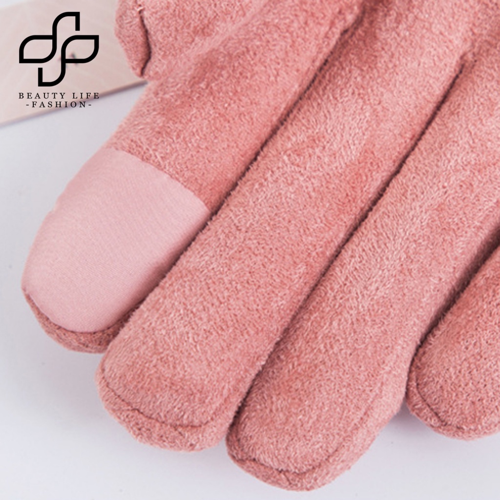 Găng Tay Mùa Đông Màu Trơn Chống Gió Ấm Áp Không Trơn Có Thể Chạm Màn Hình Cảm Ứng Cho Nữ