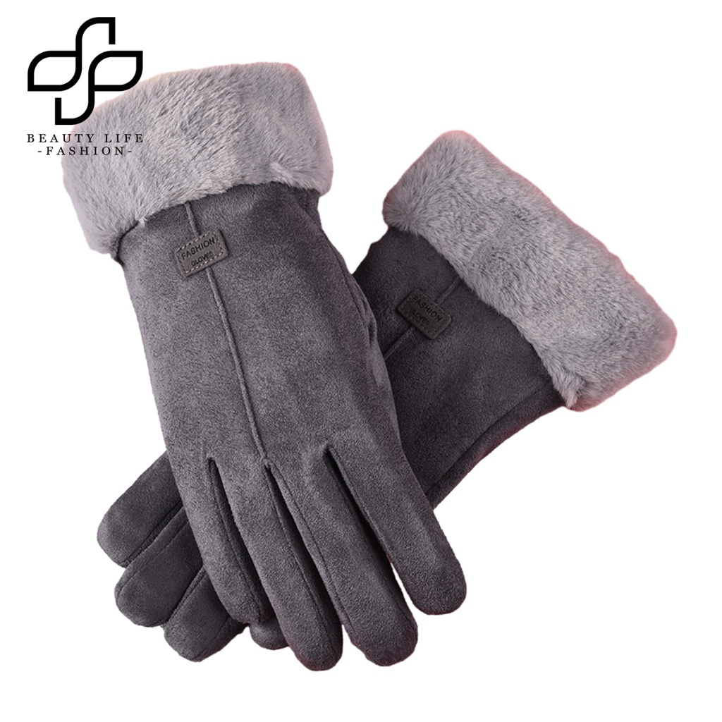 Găng Tay Mùa Đông Màu Trơn Chống Gió Ấm Áp Không Trơn Có Thể Chạm Màn Hình Cảm Ứng Cho Nữ