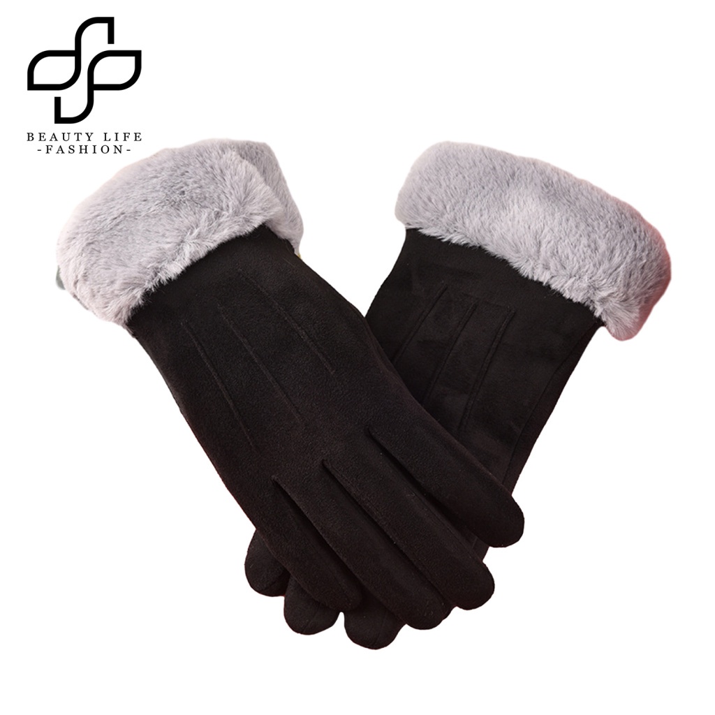Găng Tay Mùa Đông Màu Trơn Chống Gió Ấm Áp Không Trơn Có Thể Chạm Màn Hình Cảm Ứng Cho Nữ