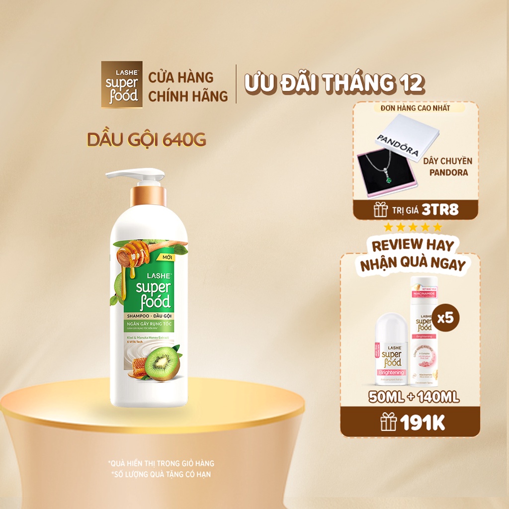 Dầu gội LASHE SUPERFOOD ngăn gãy rụng tóc 640G