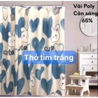 Rido /Rèm Cửa/ rèm ngăn phòng che nắng phòng ngủ ngang 1m6 cao 2m rèm cửa có móc treo mẫu thỏ tim xanh _Khosigagoihcm