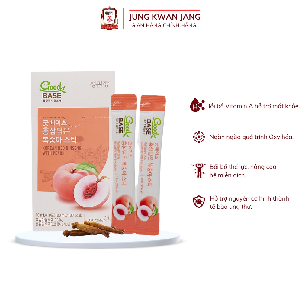 Nước Sâm Hàn Quốc Goodbase Vị Đào KGC Cheong Kwan Jang (10ml x 10 gói)