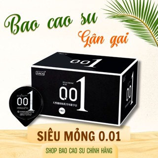 (Che tên) Bao cao su nam juncai siêu mỏng 0.01 Ultrathin tăng khoái cảm, nhiều gel bôi trơn, bcs kéo dài thời gian