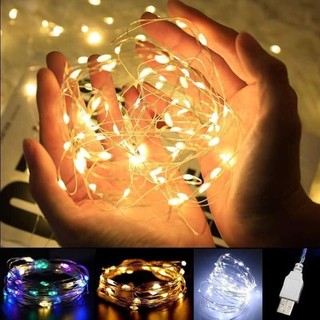 Đèn led đom đóm đèn fairylight trang trí đèn trung thu hộp quà bó hoa 20/10 màu vàng dài 2m