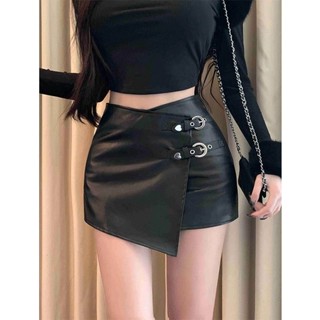 Chân Váy Chữ A Bằng Da PU Eo Cao Quyến Rũ Thời Trang Mùa Thu Dành Cho Nữ