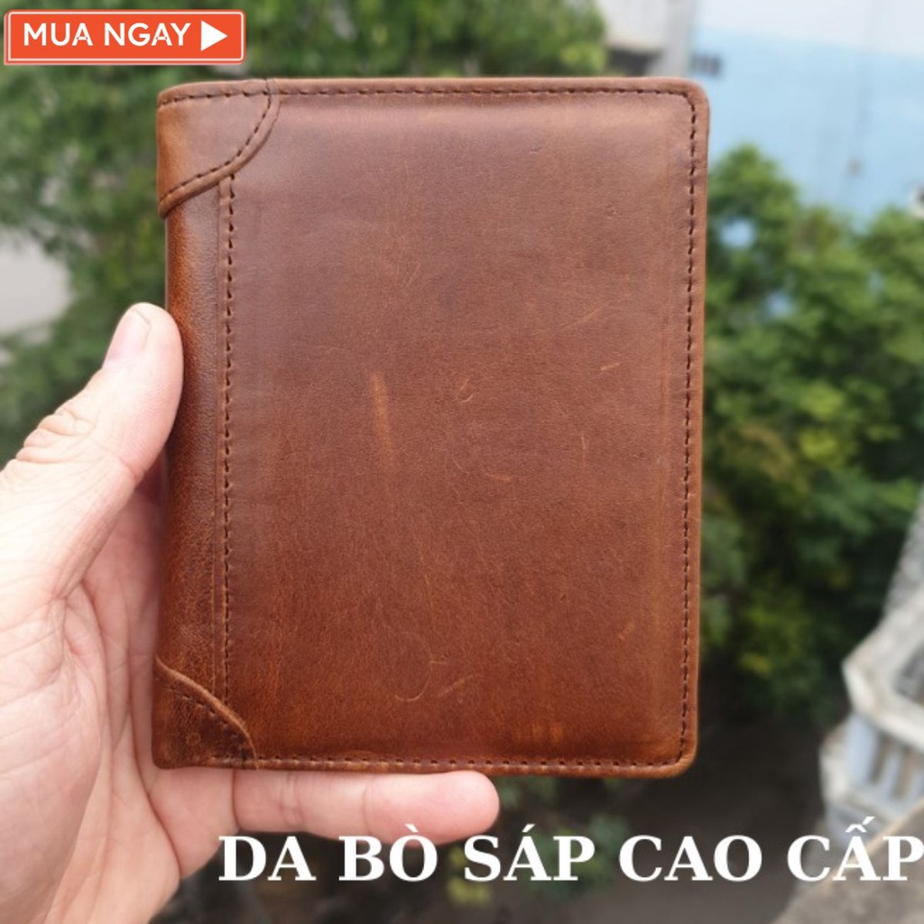 [Da Bò Thật 100%]Ví Da Nam, Ví Nam Dáng Đứng( Bảo Hành 12 Tháng)