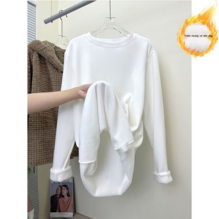 Áo Thun 40% Lông Cừu Tay Dài Dáng Rộng Thời Trang Thu Đông Cho Nữ
