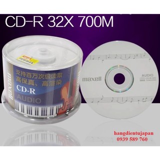 Hộp 50 đĩa cd trắng maxell nguyên seal dùng ghi audio chất lượng cao + 50 túi đựng