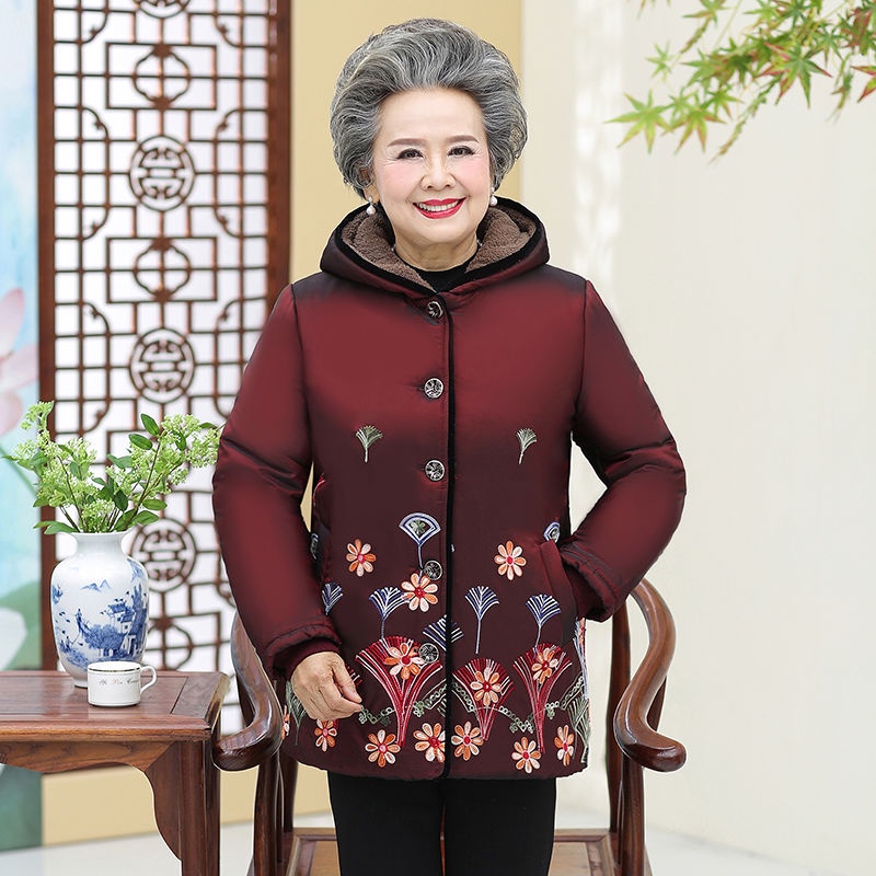 Áo khoác bông mùa đông của bà ngoại, áo khoác bông người già mùa thu cho mẹ trung niên và người già 