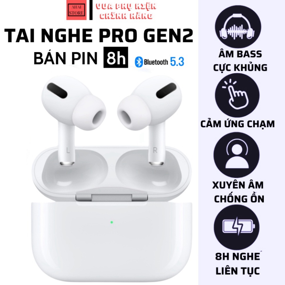 Tai nghe Bluetooth không dây PRO GEN 2 Bản Pin 8H FULL chức năng định vị đổi tên cho điện thoại HOT HOT