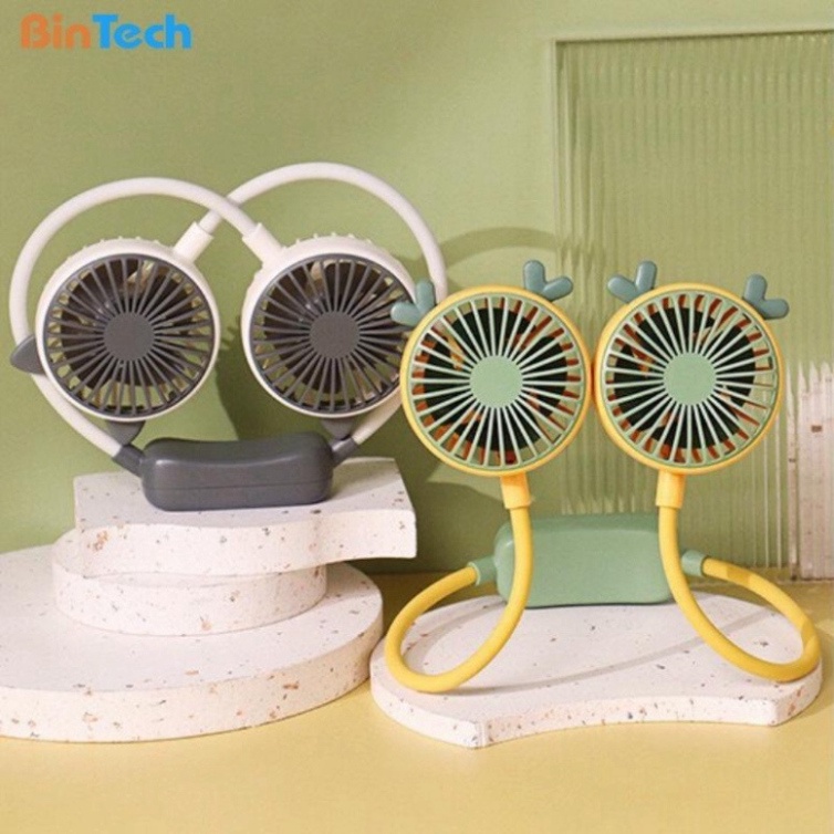 Quạt đeo cổ mini làm mát thông minh 360 độ - Quạt treo cổ tích điện 3 chế độ pin 4000mAh sạc USB tiện lợi