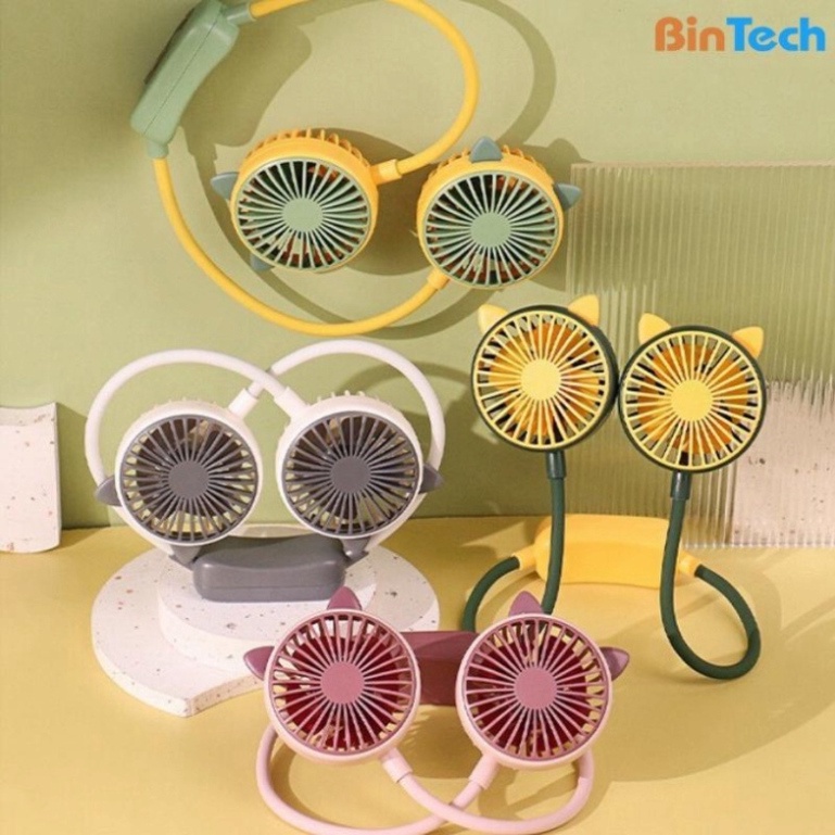 Quạt đeo cổ mini làm mát thông minh 360 độ - Quạt treo cổ tích điện 3 chế độ pin 4000mAh sạc USB tiện lợi