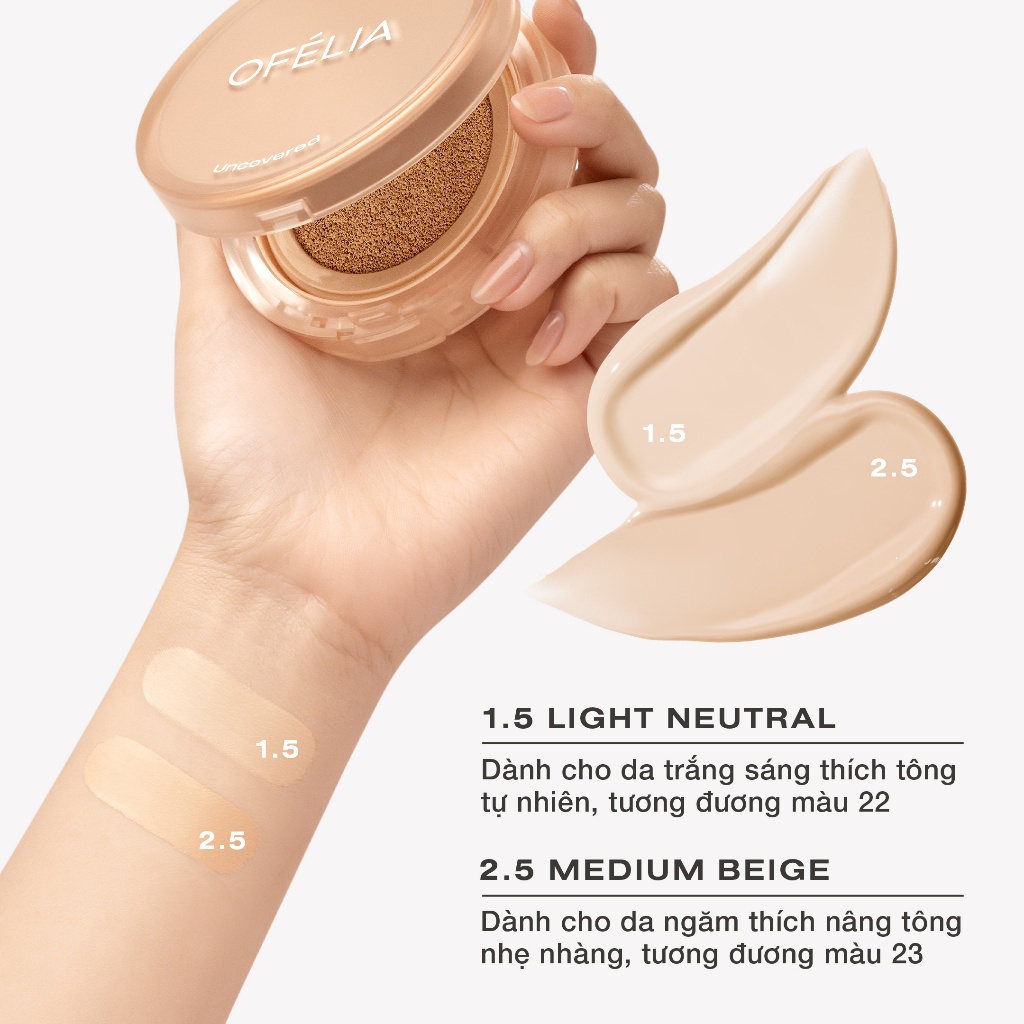 Combo Cushion Và Son OFÉLIA - Uncovered Longwear Cushion + Uncovered Lip Mousse (Date LM4 23/11/2024) (12g x 4.3g)