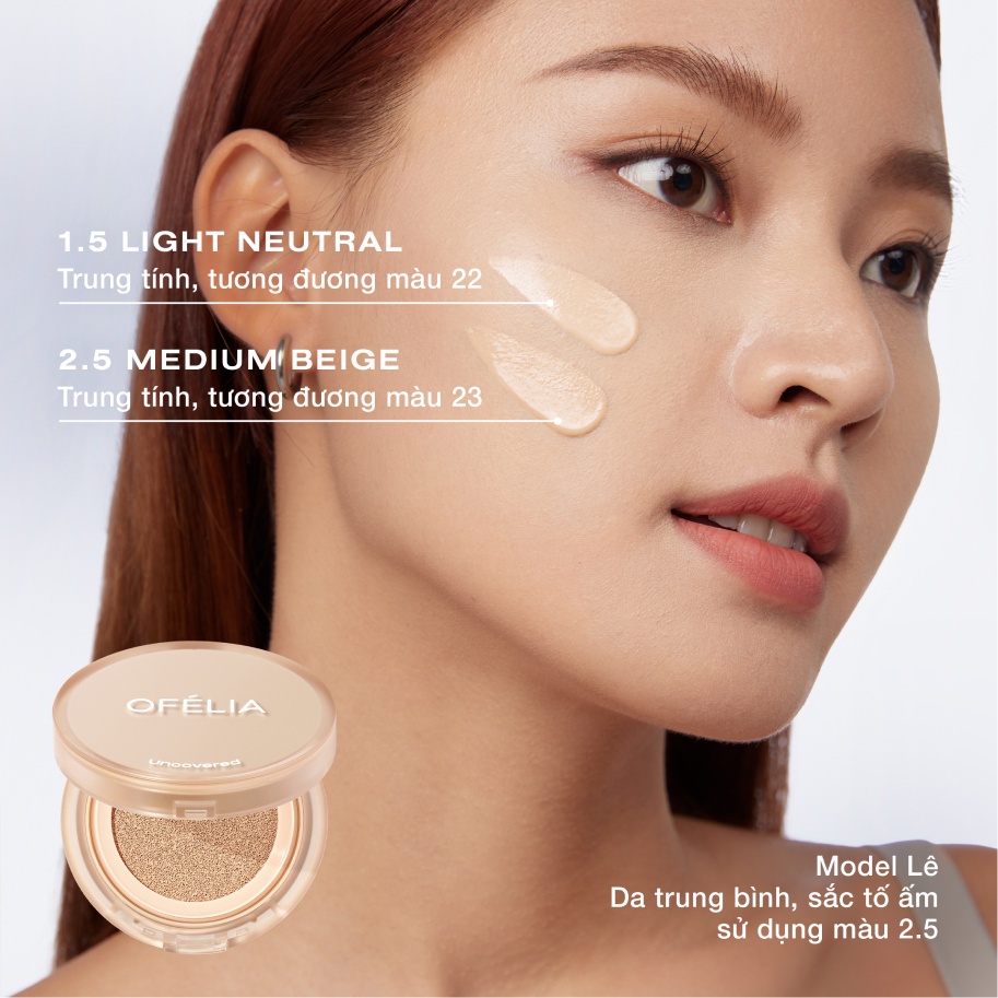 Set 2 Phấn Nước Mịn Lì Lâu Trôi OFÉLIA Uncovered Longwear Cushion SPF50+/PA++++ (2x12g)