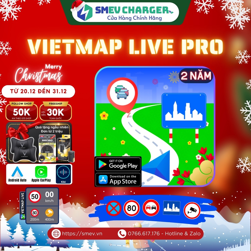 Ứng dụng Vietmap Live Pro Trợ lý Cảnh báo giao thông - SMEV - Hàng chính hãng