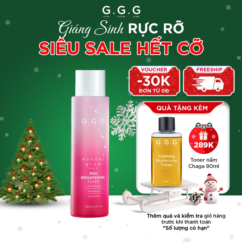 Toner PHA (Nước Cân Bằng) Peel Da Dịu Nhẹ Dưỡng Sáng Da GGG Wonder Glow PHA Brightening 150ml