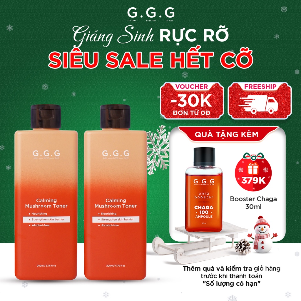 Combo 2 Toner Nấm Cấp Ẩm & Dịu Da GGG Calming Mushroom 200ml