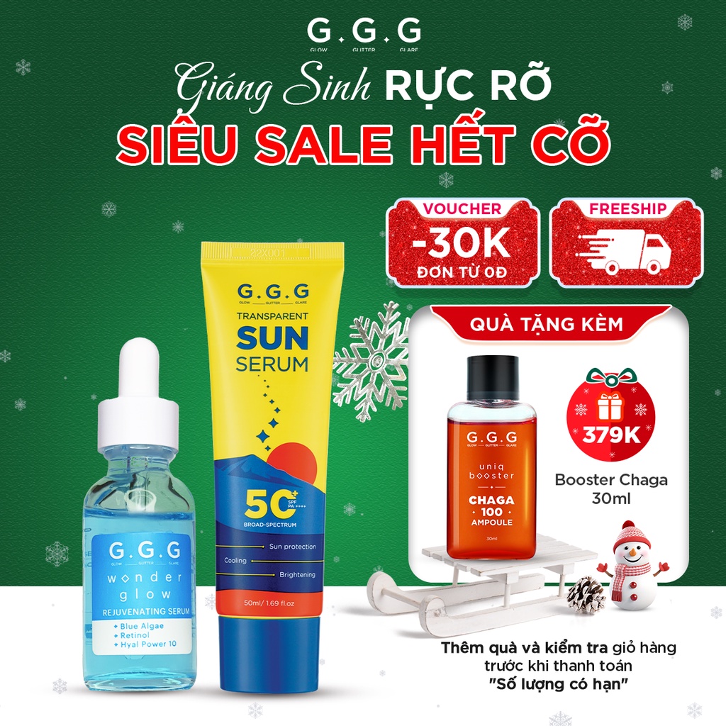 Combo Kem Chống Nắng Dưỡng Da GGG Transparent Sun SPF 50/PA++++ 50ml & Tinh chất Cấp Ẩm Sâu GGG Revenjunating Serum 30ml