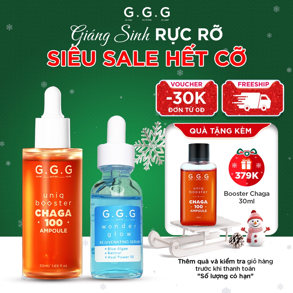 Combo Tinh Chất Phục Hồi Trẻ Hóa Da GGG Booster Chaga 100 Ampoule & Rejuvenating Serum 50ml x 30ml