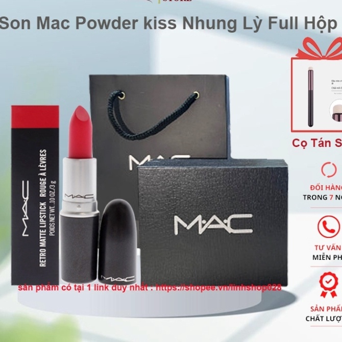 Son Mac Powder Kiss Thỏi Son Nhung Lì lâu Trôi Chính Hãng 3g