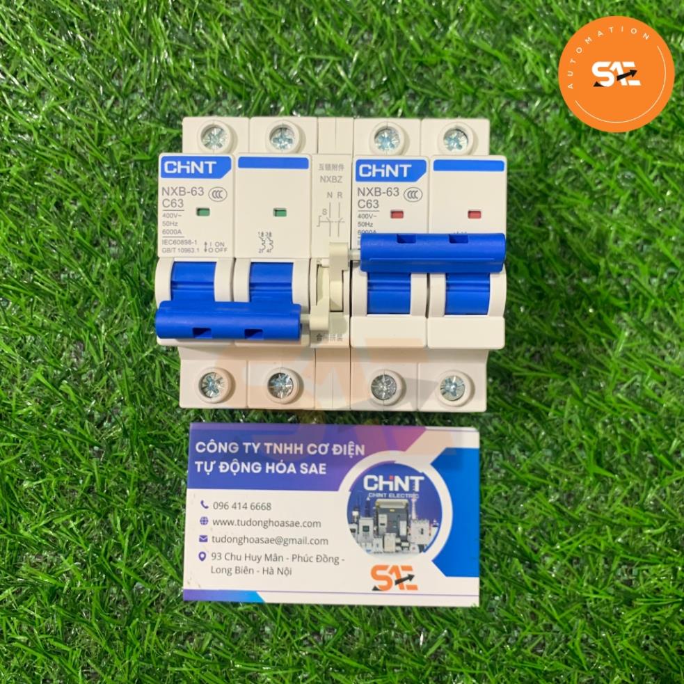 Cầu dao đảo chiều 2P-63A/32A/16A/10A CHINT có khóa liên động không gây mất điện, bộ chuyển nguồn ATS, cb đảo chiều