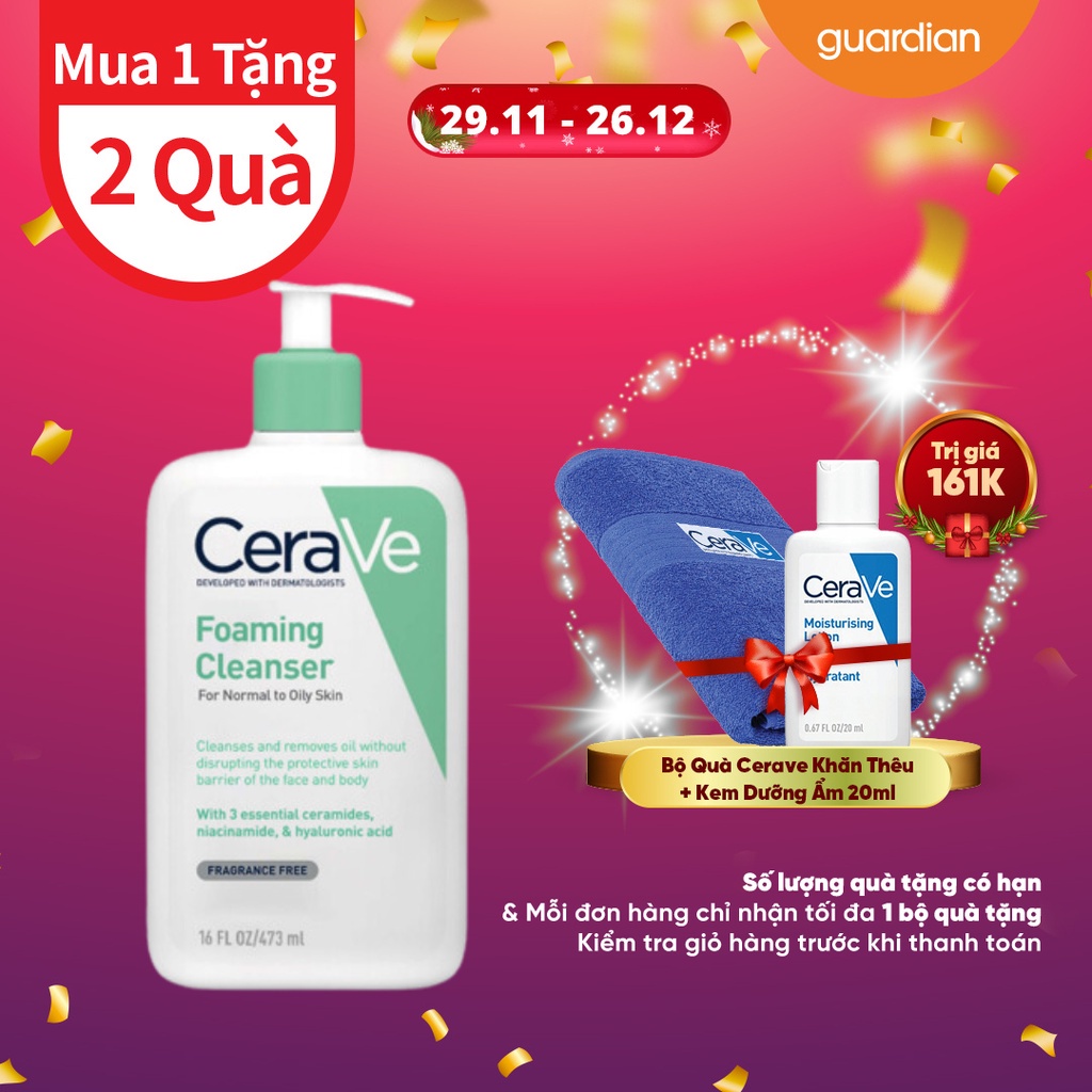 Sữa Rửa Mặt Tạo Bọt Cerave Foaming Cleanser Sạch Sâu Cho Da Thường Đến Da Dầu 473ml