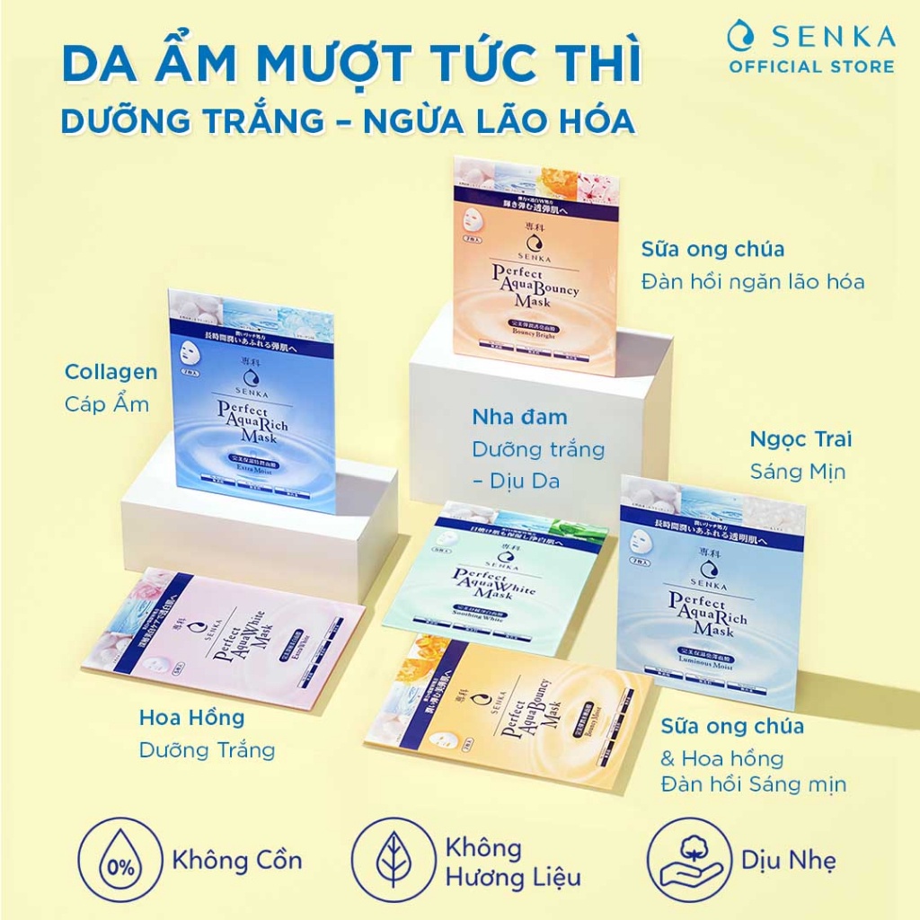 Mặt Nạ Cấp Ẩm Senka Perfect Aqua Rich Extra Moist Mask 25ml