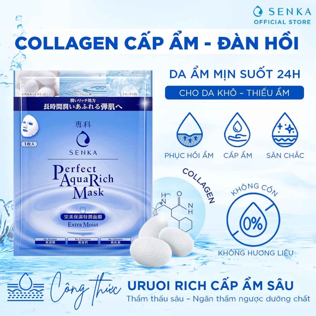 Mặt Nạ Cấp Ẩm Senka Perfect Aqua Rich Extra Moist Mask 25ml