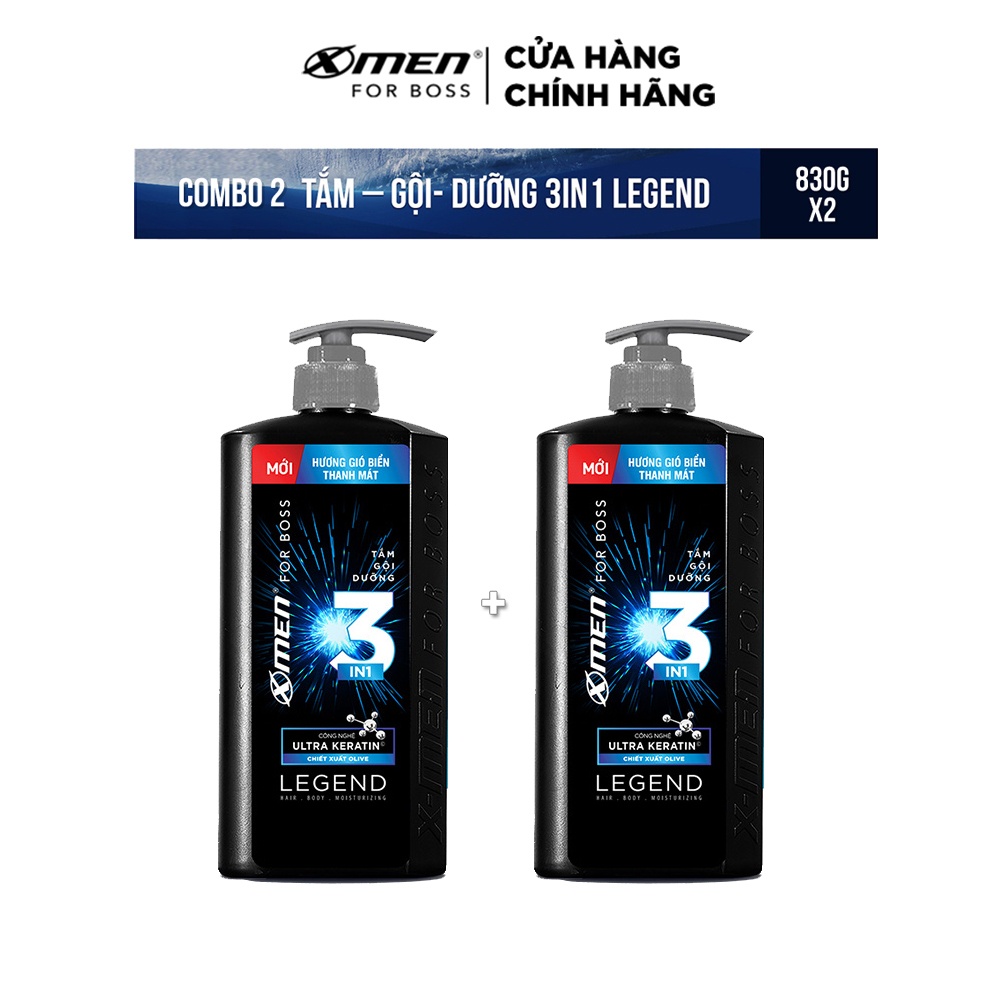 Combo 2 Tắm Gội Dưỡng X-Men for Boss Legend 830g