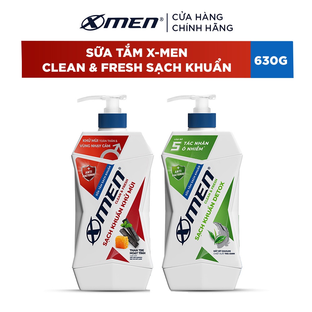 Sữa tắm X-Men Clean & Fresh Sạch Khuẩn Khử Mùi & Detox 630g