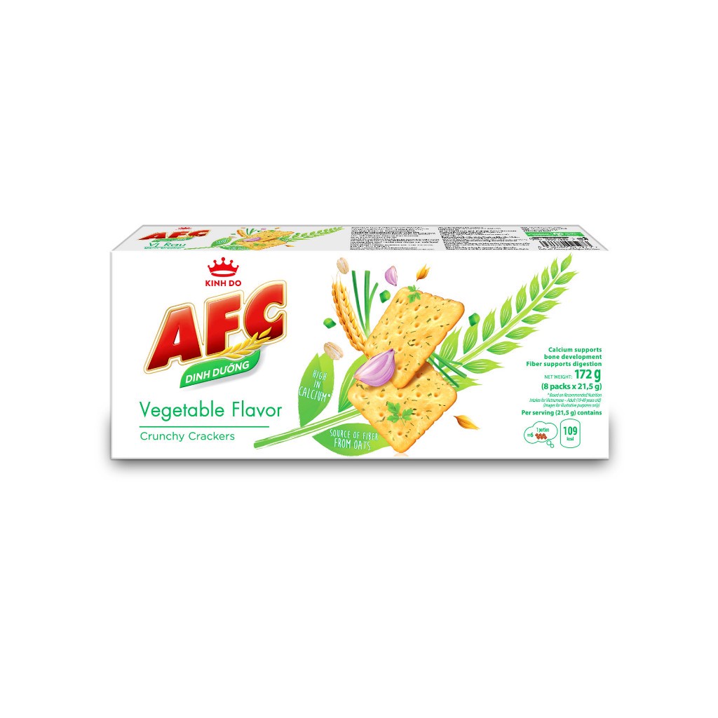 Bánh quy dinh dưỡng AFC vị rau, combo 2 hộp x 172g