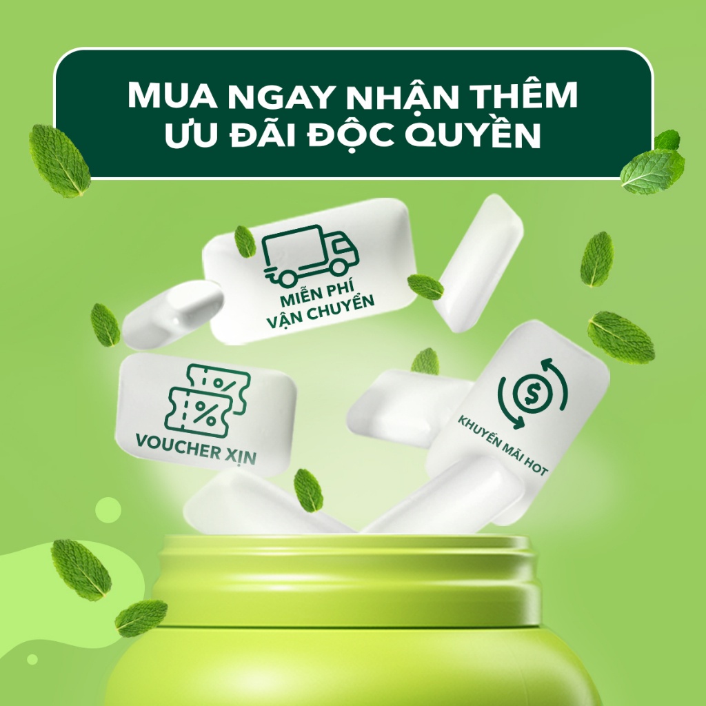 Combo 4 hũ kẹo Sing-gum Doublemint hương bạc hà hũ 40 viên