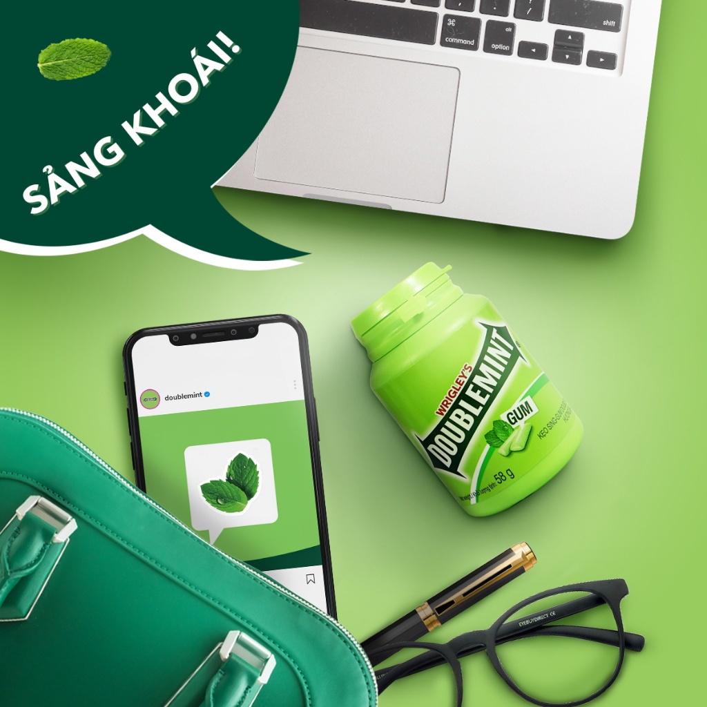 Combo 4 hũ kẹo Sing-gum Doublemint hương bạc hà hũ 40 viên